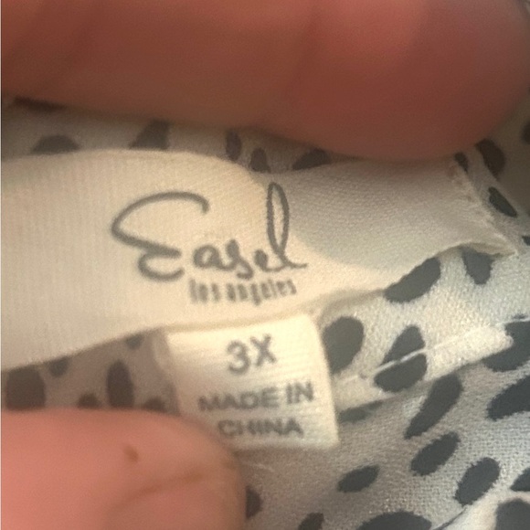 Easel 3X Oversized Button Down Shirt Abstract Dot Print Dolman Sleeve Tunic Top - Picture 7 of 10